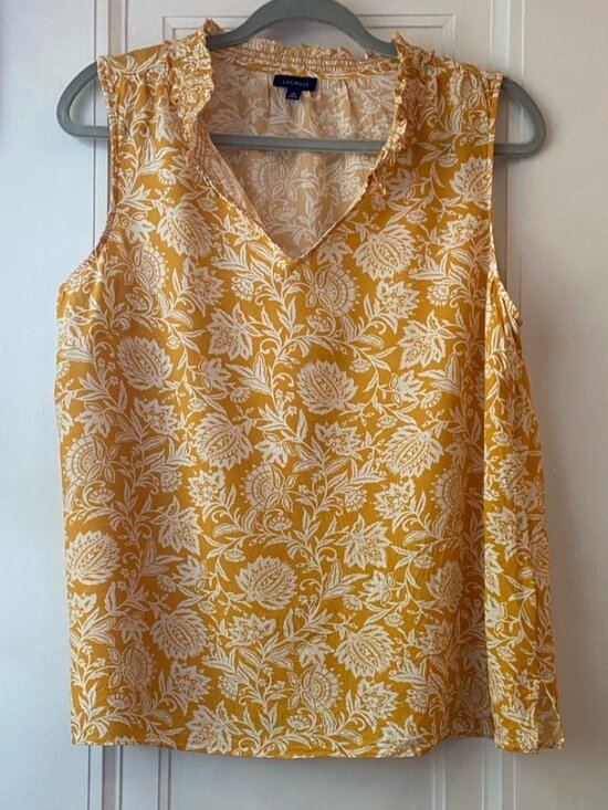 Tops - white floral print top blouse shirt XL